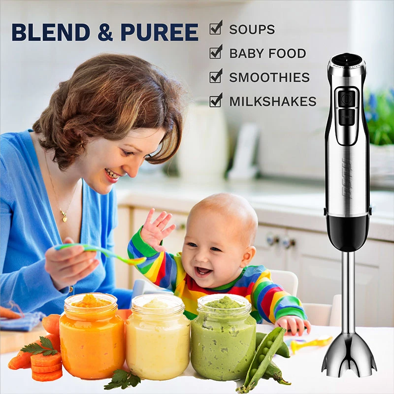 blending and pureeing foods with hand blender