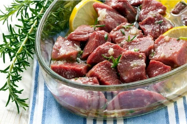 marinated meat in a dish